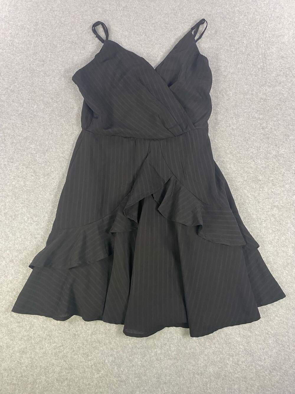 Altar'd State Black Striped Sleeveless Ruffle Mini Dress